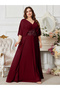 Plus Size Burgundy Sequin Embellishment A-Line Maxi Dress - 5