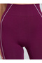 Burgundy Contrast Seam Detail Broad Waist Leggings - 3