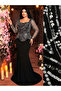 Plus Size Black Beaded Sequin Maxi Dress - 7