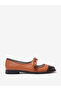 Tan Bow Detail Cap Toe Ballerinas - 3