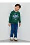 Boys Dark Green Graphic Print Oversized Sweatshirt - 2