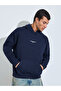 Navy Blue Graphic Print Oversized Hoodie - 3