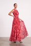 Women's Crew Neck Draped A-Line Lycra Tulle Long Evening Dress - 3