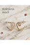 Brass gold color zircon stone curved half heart earrings