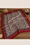 Red Patterned Square Scarf – Elegant Floral Motif Hijab Scarf - 2