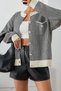 Women's Striped Knitwear Cardigan – Stylish Knitted Cardigan with Buttons, Crew Neck, and Contrast Detail - 4