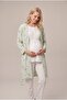 Women's Green Floral Patterned Lace Maternity Pajama Set - 3