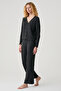 Pointel Fabric V-Neck Pajama Set with Placket Detail - 2