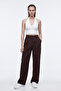 Black High Waist Belted Straight Cut Pants