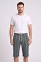 Men's Green Striped Combed Cotton Modal Capri