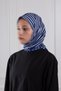 Stripe Patterned Soft Scarf Navy Blue - 3