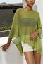 Summer Stylish Women's Asymmetrical Transparent Flowy Knitwear Cape Poncho - Green - 5