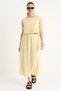 Women's Elastic Waist Skirt with Side Tie Detail, Crop Muslin Lemon Yellow Top and Bottom Set - 3