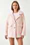 Women's Double Pocket Oversize Plush Pink Coat - 5