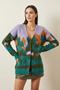 Women's Colorful Patterned Shawl Cardigan - 2
