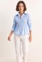 Women's Asymmetrical Gathered Detailed Elastic Waist Formed Poplin Baby Blue Shirt - 3