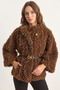Women's Belt Detailed Soft Textured Plush Poncho Brown - 6