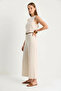 Women's Belted Culotte Beige Trousers - 2
