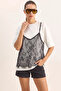 Women's Lace Detailed Layered Look Basic t Shirt White - 5
