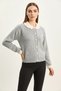 Women's Baby Collar Sleeve Detailed Knitwear Gray Cardigan - 5