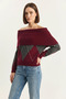 Women's Madonna Collar Diamond Patterned Knitwear Burgundy Anthracite Sweater - 8