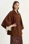 Women's Pocket Detailed Belted Cashmere Poncho Brown - 2
