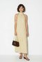 Women's Polka Dot Halter Neck Halter Dress with Ruffle Hem Long Yellow Dress