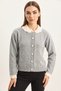 Women's Baby Collar Sleeve Detailed Knitwear Gray Cardigan
