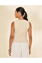 Women Cream Sleeveless Cable Knit Pullover - 3