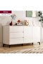 Storage Cabinet, Free Standing TV Cabinet with Drawer, Home Sideboard Cabinet, Entryway Console Cabinet Accent Table for Bedroom Hallway Dining Room, 140*40*75cm (DSG044, White)