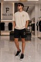 Unisex Comfortable Fit T-Shirt and Shorts B Gold Printed Set - 2