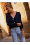Women's V-Neck Openwork Patterned Buttoned Knitwear Cardigan - 3