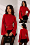 Women's Half Turtleneck Draped Belt Buckle Spanish Sleeve Blouse 224 - 3