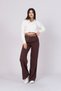 Women's Summer Wide-Legged Atlas Fabric Trousers with Pockets, Belt and Chain Detail 30024 - 4