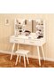 Dressing Table with Cushioned Stool, Makeup Vanity Desk with Shelf and Lighted Mirror, White Dresser Stool Set with Mirror and Drawers for Bedroom Dressing Room - 5