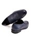 Dark Blue Color Laceless Genuine Leather Men's Shoes - 2