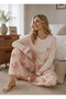 Women's Long Sleeve Floral Pattern Lace Detailed Pajama Set