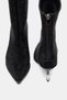 Black Stone Detailed High-Heeled Women's Boots Black - 3