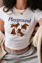 Women's Playground Printed Cotton Lycra Crop White