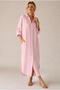 Women's Baby Pink Long Shirt Muslin 100% Cotton Oversize Dress - Without Belt - 3