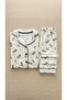 Dlş 6078 Boy's 100% Cotton White Dino Combed Cotton Buttoned Pajama Set - 3