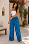 Viscose Basic High Waist Wide Leg Lace-Up Women's Trousers Dasanli