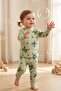 Girls' Bow and Polka Dot Patterned Long Sleeve Pajama Set - 5