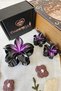 Set of 3 Black Metallic Violet Purple Lotus Flower Hair Clips - Hawaiian Flower Hair Clip