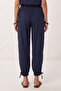 Beaded Detailed Woven Top and Bottom Set Lby0065 Dark Blue - 6