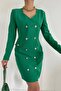 Green Gold Buttoned Jacket Dress - 2