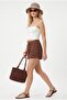 Women's Jamie 100% Cotton Muslin Soft Brown Shorts with Elastic Waist - 4
