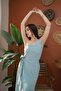 Blue One Shoulder Waist Tie Dress - 2
