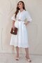 White Hidden Placket Collar Dress