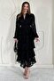 Black Ruffled Striped Tiered Dress